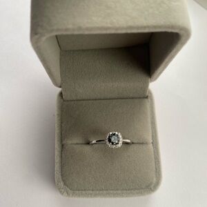 Elegant Halo Ring with Gray Gemstone